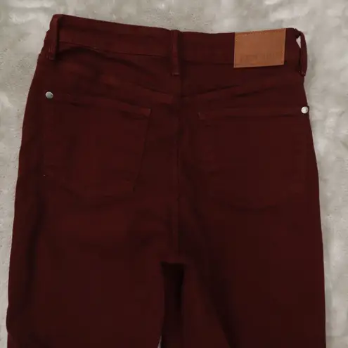 Judy Blue Jeans Womens 7/28 Oxblood High Waist Tummy Control Wide Crop Stretch