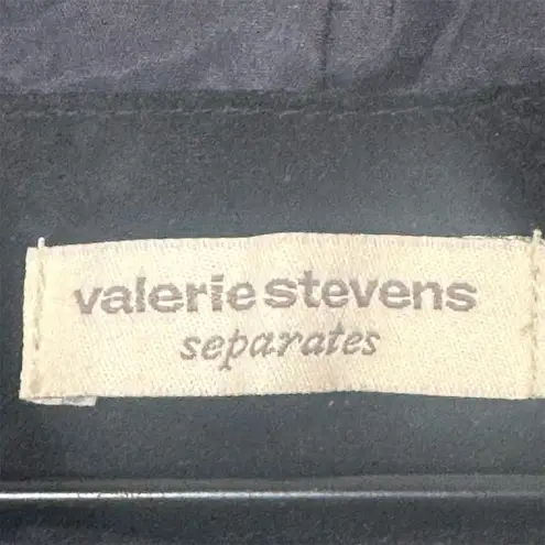 Valerie Stevens Womens Black Suede Leather Blazer Jacket L Classic Minimalist