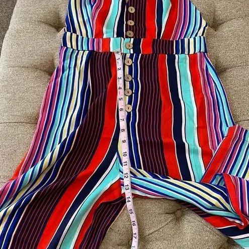Striped Halter Style Jumpsuit Red