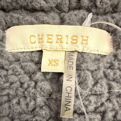 Cherish Faux Leather & Sherpa Drape Vest Black Gray Western XS MJ5306