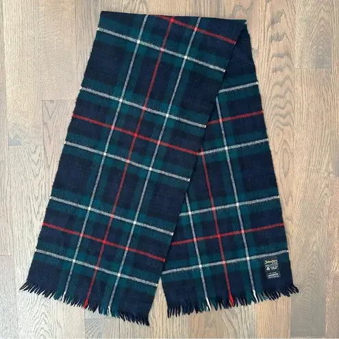Johnston's of Elgin Mackenzie Tartan Plaid Wool Scarf Green, Black, Red, White Green