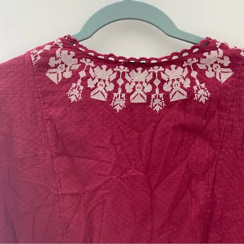 Sundance Peasant Bohemian Embroidered Lantern Sleeve Top in size M Size M