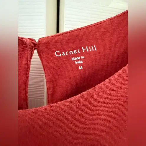 Garnet Hill Burnt Orange Rust Embroidered Knit Boho Top 3/4 Sleeve Size Medium