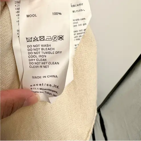 Sacai 100% Wool Stripe Cableknit Zipper Sweater Cream Green Gray NEW XXL