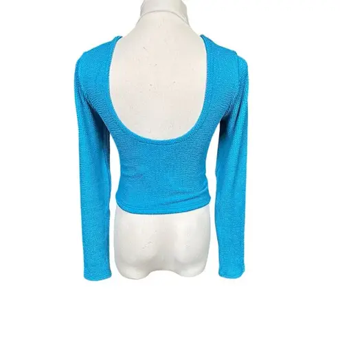 NWT Araminta James Women's Ocean Breeze Crinkle Top Azure Blue Size 10/M Size M