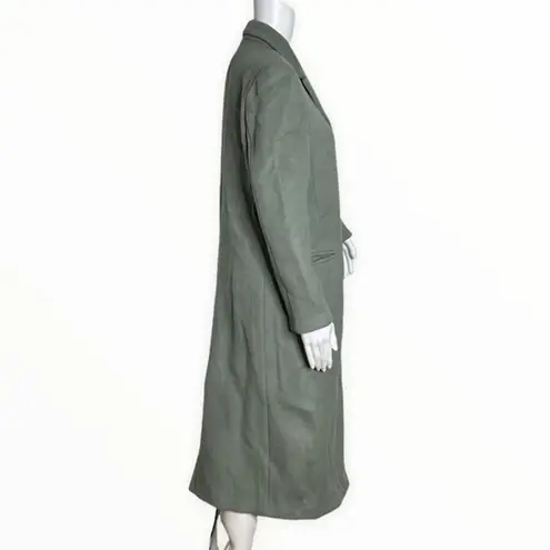 Metaformose Artisanal Coat Women Medium Green Midi Length Double Snap Minimalist