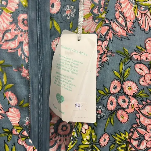 Tiare Hawaii Blue & Pink Floral Flare Sleeve Romper One Size