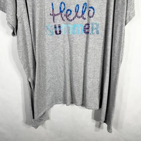 Woman Within Plus Size 3X 30W 32W Top Gray Hello Summer Scoop Neck 1076