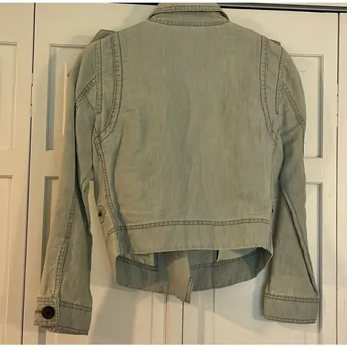 Club Monaco blue denim croppedâmoto jacket size 4