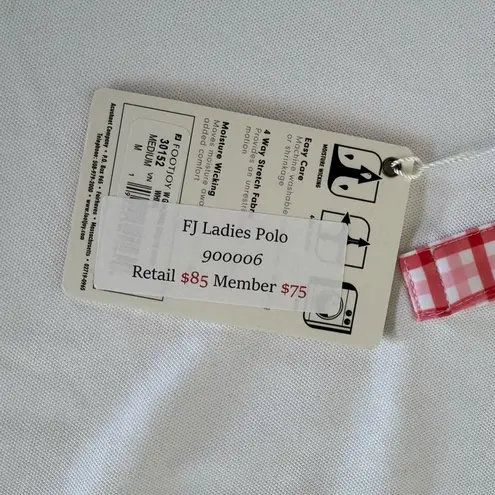 FJ Leisure Golf Apparel Short Sleeve Quarter Button Down Shirt Size Medium NWT White