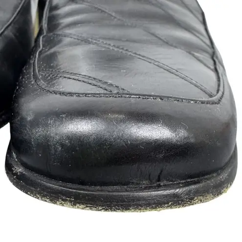 Sesto Meucci Black Penny Loafers Block Heel Shoes Size 10 Leather Square Toe