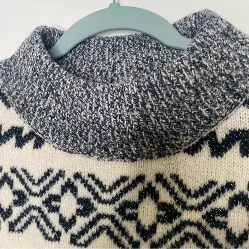 A New Day Fair Isle Mock Neck Cheers Chunky Knit Sparkle Sweater in XS Black - Image 4