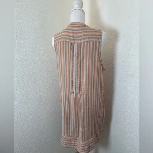 Faherty Isha 100% Organic Cotton Button Down Pocket Muslin Shirt Dress L Orange Size L