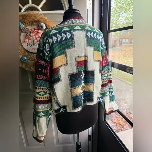 Vintage 90s Kokopelli western motif bolero tassel jacket, size large Black