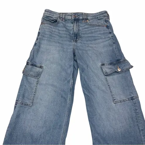 American Eagle AEO  Super High-Rise Baggy Wide Leg Denim Blue Jeans Pants size 8