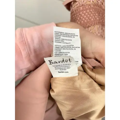 Bardot Fae Pink Ruffled V-Neck Lace Bustier Spaghetti Strap Dress Size 10