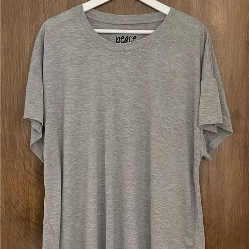 Peace Love World “Love is something you became” gray 100% modal t-shirt, size XL