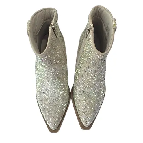 Madden Girl  JOLENE Rhinestone point toe Western Ankle Booties Sparkles Size 6