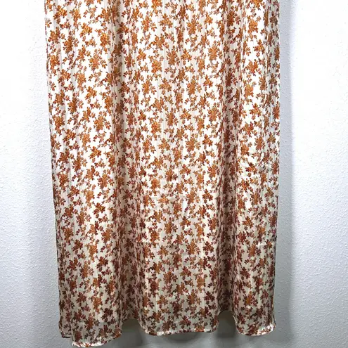 Pink Lily  Floral Long‎ Sleeve Midi Dress V Neck Ruffle Cuffs Women's