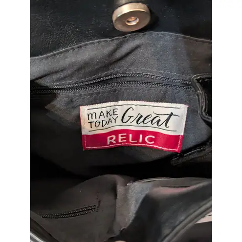 Relic by FOSSIL Black White Stripe Handbag Classic Nautical Shoulder Tote