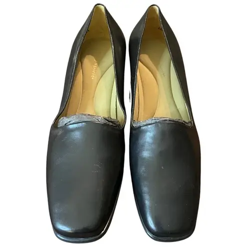 Vtg 90s/Y2K Easy Spirit Ferron Black Leather Pumps Block Heels Sz 9.5