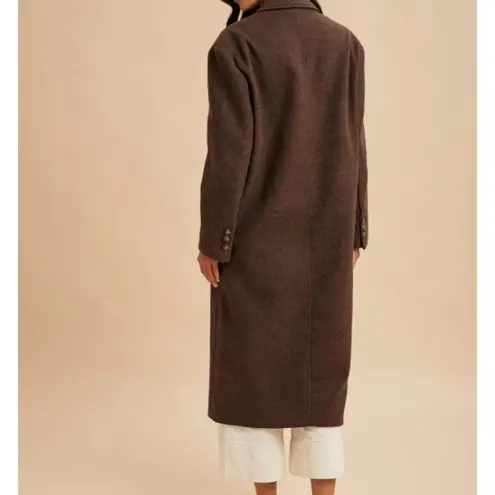 Boutique Felted Double Breasted Oversized Duster Lapel Coat - Large