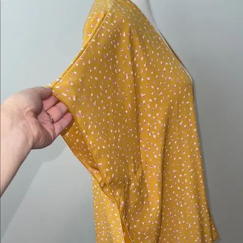 Honeyme Yellow Floral Kimono Short Sleeve Oversize Cardigan Women's Small