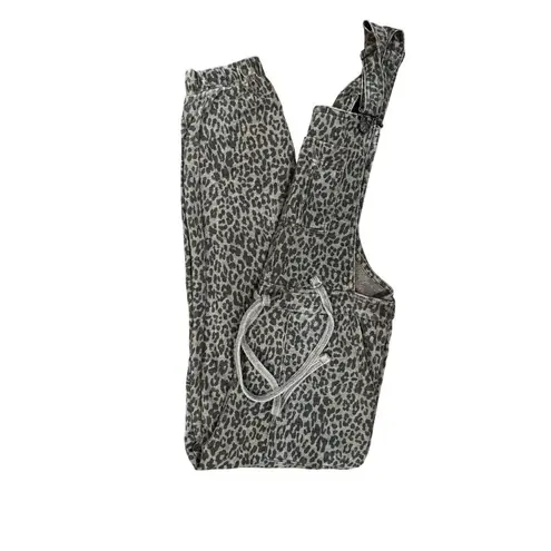 Wallflower Womens M Gray Black Animal Print Overalls Jumpsuit Casual Sleeveless Size M