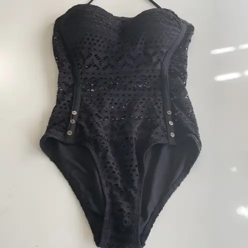 SURENOW Womens Black Mesh 1 Pc SwimSuit Size Medium NWT
