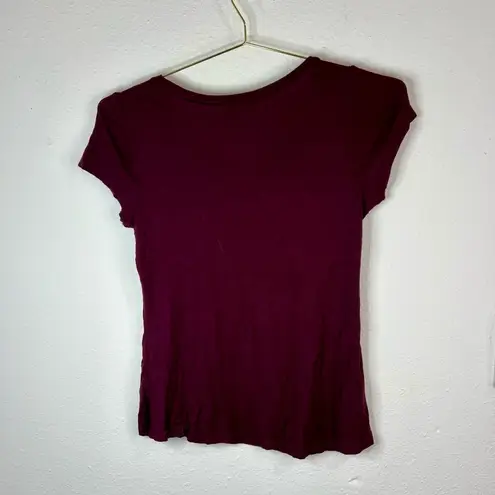 Splash Burgundy Short Sleeve Shirt Pocket Front Size Medium Rayon Minimalist