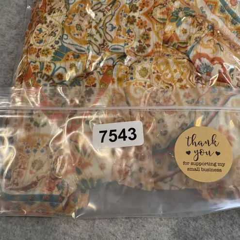 Rose + Olive Lined Flowy Hippie Top Womens Small Orange Metallic Gold Polyester