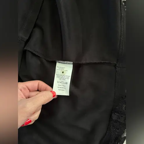 Suzanne Betro Babydoll Blouse Tunic Black Plus Size 1X Crochet & Lace Floral