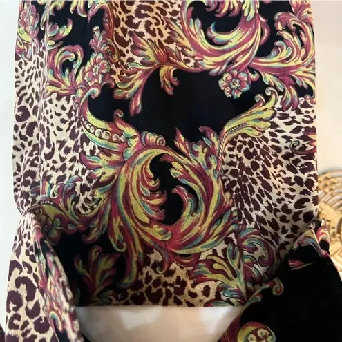 Vintage Gotcha Covered Baroque Animal Print Skirt Suit Set Made USA Size 12 14 Black