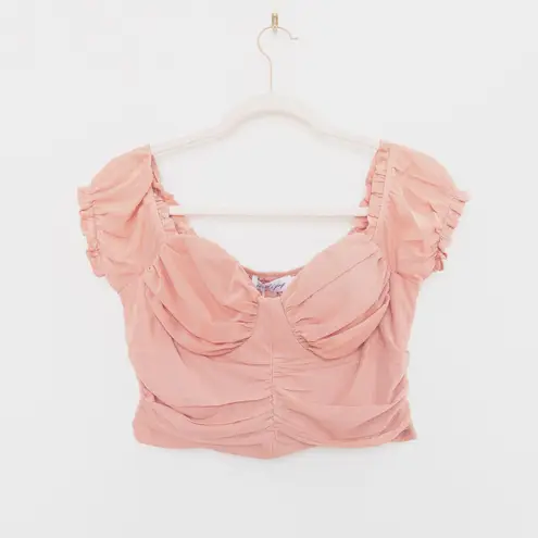 Petal and Pup Y2K Womens Milkmaid Crop Top Size L Pink Cottage Coquette Summer