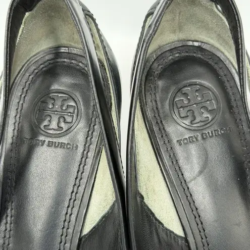 Tory Burch  Leather Kitten Heel Brogue Accent Pumps Size 9 Old Money Quiet Luxury