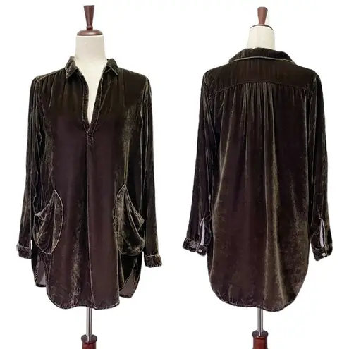 CP Shades Teton Tunic Size XS Brown Velvet Lagenlook Flowy Boho Top Made in USA