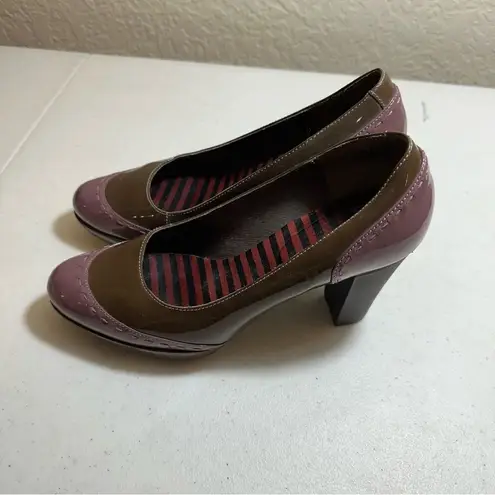 CAMPER ARIADNA Patent Brown Leather Pumps Size 8 EU38 Purple