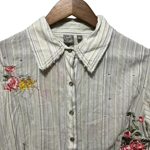 Cruel Girl Top Embroidered Butterfly Western L Floral Pearl Snap Boho Cowgirl