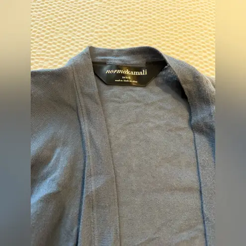 Norma Kamali Blue Drape Open Front Cardigan, Size XS