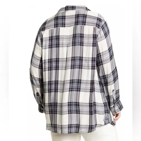 Velvet & Heart Elisa Plaid Rolled Sleeve Shirt Purple Size 2X