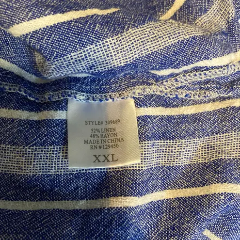 Coastal Comfort Striped Denim Blue and White Blouse Size XXL