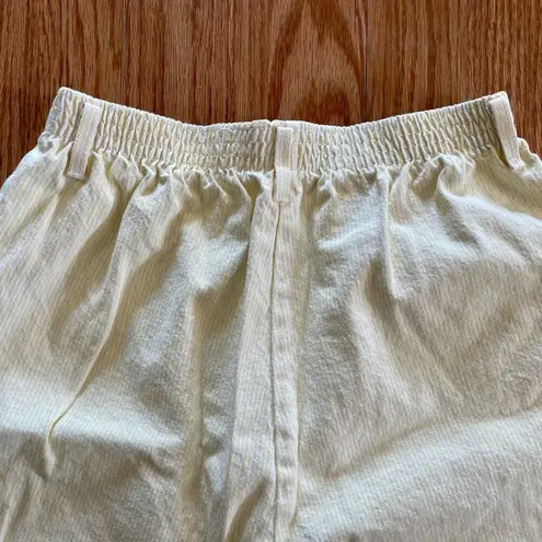 Chic Vintage Yellow Stripe Long Baggy Shorts Womens 12 White