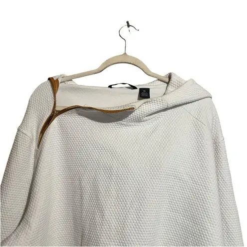 Sean John Sweatshirt Womens 3XL Ivory Waffle Knit Zipper Detail Pullover Sweater