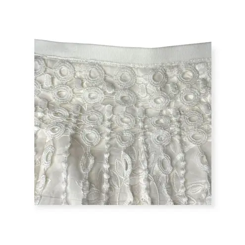 Elie Tahari new š¤ Nicolette Eyelet Lace Fringe A Line Knee Skirt š¤ Off White š¤ 6