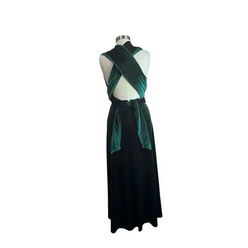 Revelry Michal Convertible Maxi Dress XS Green Velvet Formal Bridesmaid Gown