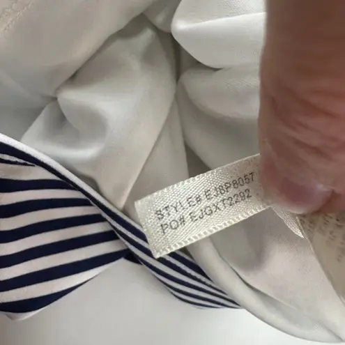 Eliza J Dress Womens Size 8 Petite Pink Blue Striped Off Shoulder Long Sleeve