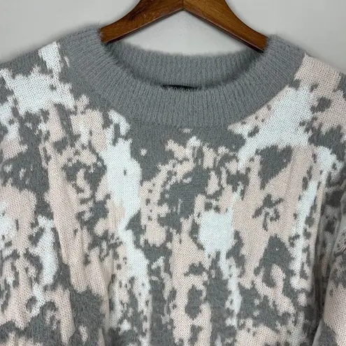 FRNCH Paris Sweater Womens S/M Nadera Fuzzy Crew Neck Knit Gray White Soft Cozy Size M - Image 4