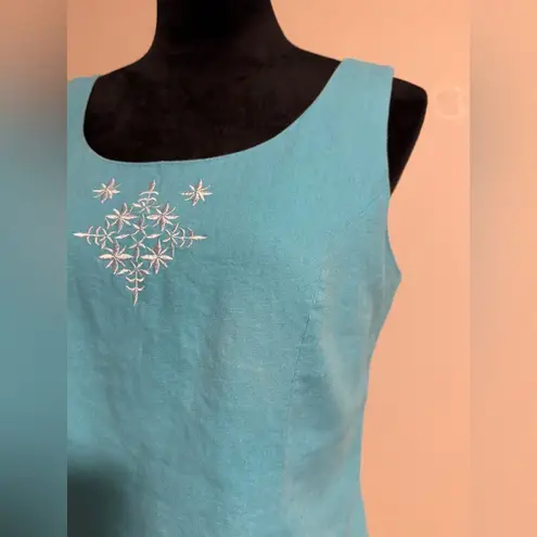 Jessica Howard EUC Blue and White Star Embroidered Fully Lined Tank Size 10