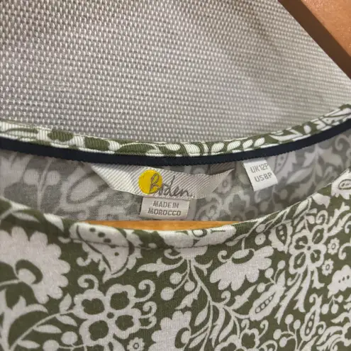 Boden Flutter Sleeve Jersey Dress In Pea Oriental Paradise Size 8P Green