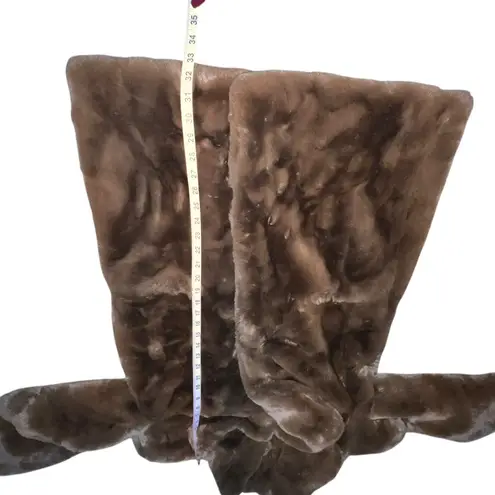 K Zell Paris Coat Womens Small Brown Faux Fur Plush Lined Pockets Notch Lapel